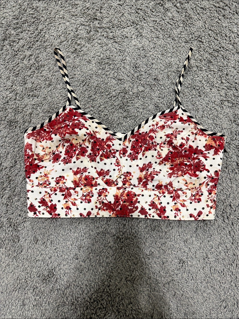 Floral Red & White Cropped Bra Top